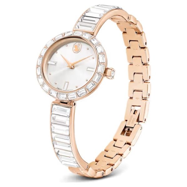 Relógio Swarovski Matrix Bangle Fabrico suíço Bracelete em cristal Tom Dourado rosa Acabamento em rosa dourado