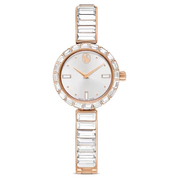 Relógio Swarovski Matrix Bangle Fabrico suíço Bracelete em cristal Tom Dourado rosa Acabamento em rosa dourado