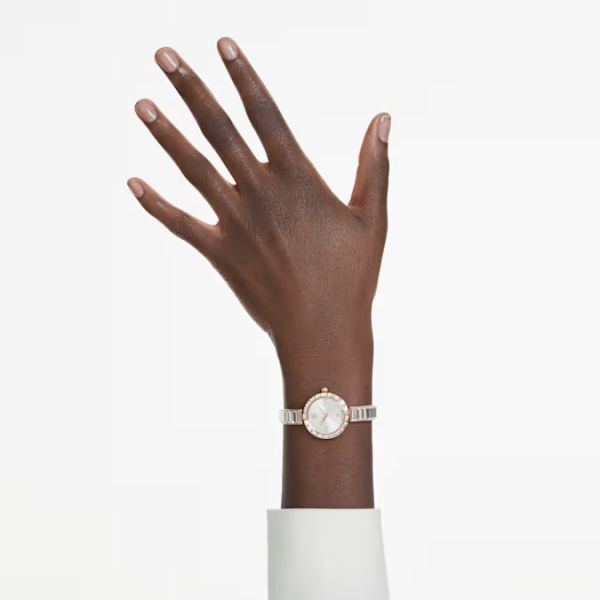 Relógio Swarovski Matrix Bangle Fabrico suíço Bracelete em cristal Tom Dourado rosa Acabamento em rosa dourado