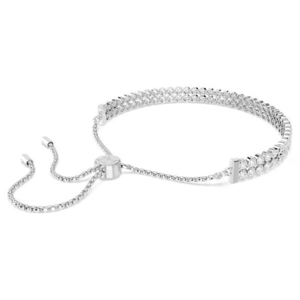 Bracelete Swarovski Tennis Matrix Lapidação redonda Branca Lacado a ródio