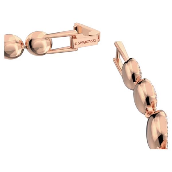 Bracelete Swarovski Tennis Una Angelic Lapidação redonda Pavé Média Branca Lacado a rosa dourado