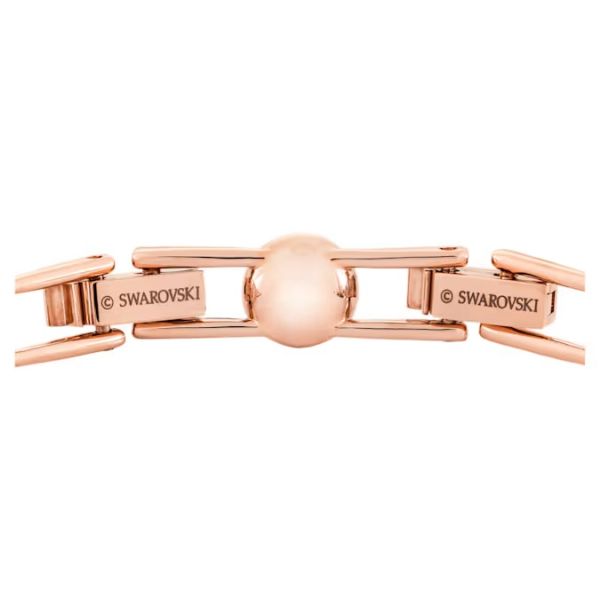 Bracelete Swarovski Tennis Una Angelic Lapidação redonda Pavé Média Branca Lacado a rosa dourado