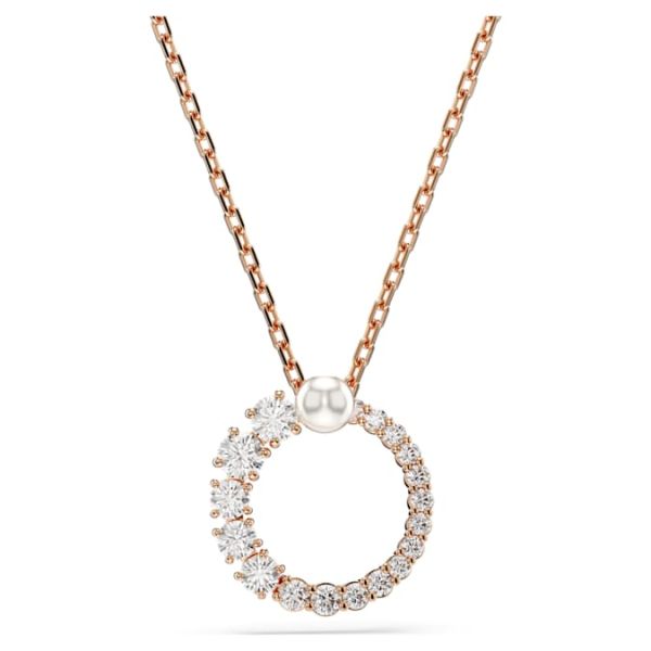 Pingente Swarovski Matrix Crystal Pearl Lapidação redonda Branco Lacado a rosa dourado