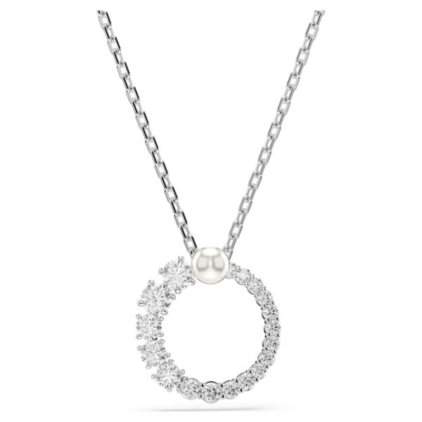 Pingente Swarovski Matrix Crystal Pearl Lapidação redonda Branco Lacado a ródio