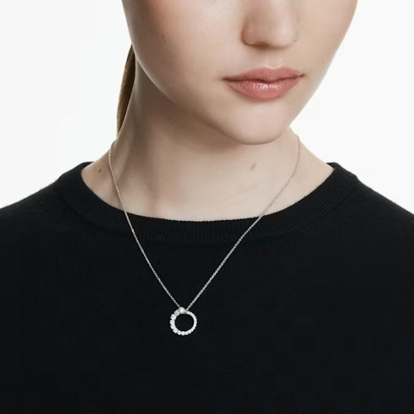 Pingente Swarovski Matrix Crystal Pearl Lapidação redonda Branco Lacado a ródio
