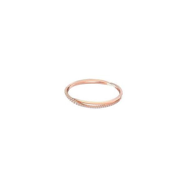 Pulseira Swarovski Twist Branca Lacado a rosa dourado M