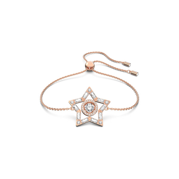 Pulseira Swarovski Stella Combinação de Lapidações Estrela Branca Lacado a Rosa Dourado
