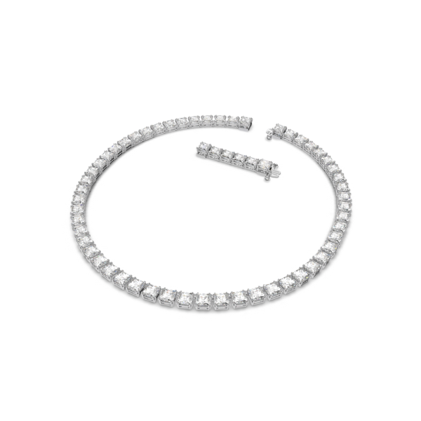 Colar Swarovski Millenia Lapidação Quadrada Branco Lacado a Ródio