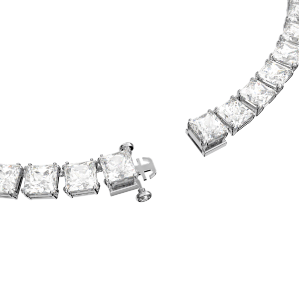 Colar Swarovski Millenia Lapidação Quadrada Branco Lacado a Ródio