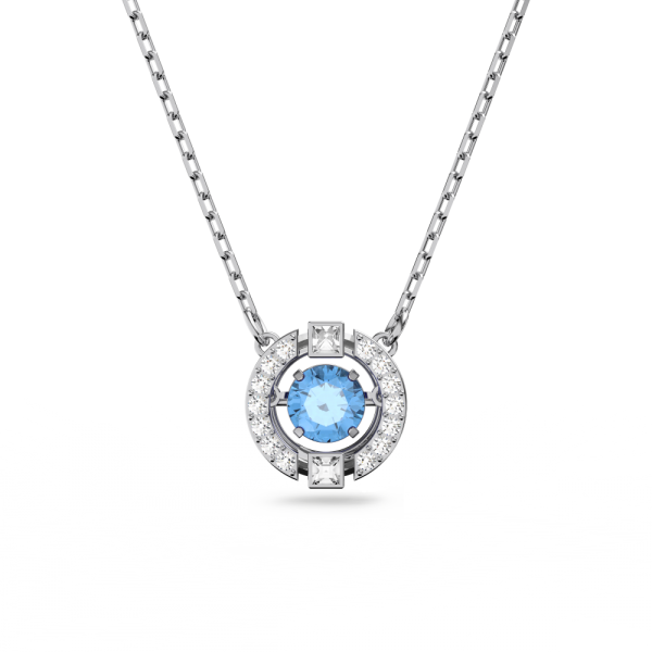 Colar Swarovski Sparkling Dance Lapidação Redonda Azul Lacado a Ródio