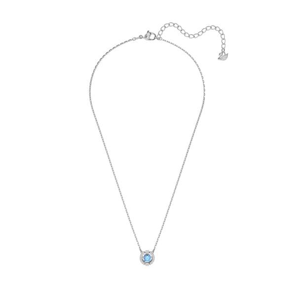Colar Swarovski Sparkling Dance Lapidação Redonda Azul Lacado a Ródio