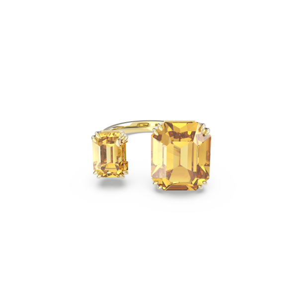 Anel Swarovski cocktail Millenia Lapidação octogonal Amarelo Lacado a dourado