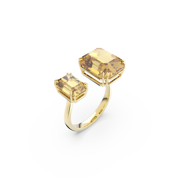 Anel Swarovski cocktail Millenia Lapidação octogonal Amarelo Lacado a dourado