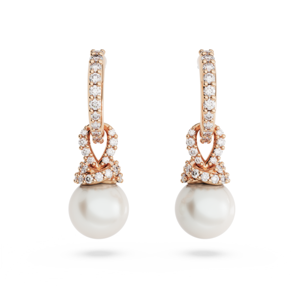 Brincos Swarovski Compridos Originally Branco Lacado a Rosa Dourado