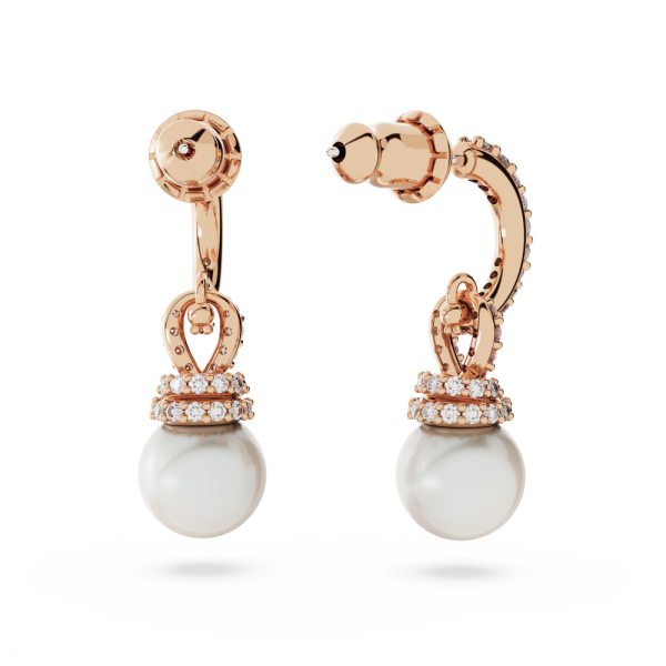 Brincos Swarovski Compridos Originally Branco Lacado a Rosa Dourado