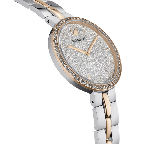 Relógio Swarovski Cosmopolitan Fabrico Suiço Pulseira de Metal Branco Acabamento de Combinação de Metais