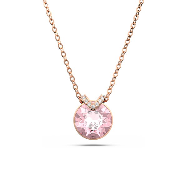 Pingente Swarovski Bella V Lapidação Redonda Rosa Lacado a Rosa Dourado